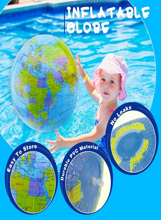 Feradny 12 Pack 16 inches Inflatable Globe Blow up World Globe PVC Earth Beach Ball Globe for Kids Party Bags Swimming Pool Game Geography Classroom Playing or Teaching Party Favors Decorations - Image 3